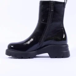 Women Paul Green Mid Calf Chelsea Boot - Black Patent