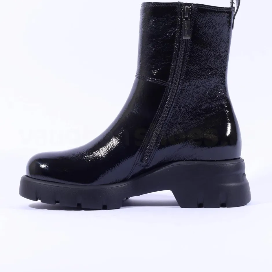 Women Paul Green Mid Calf Chelsea Boot - Black Patent