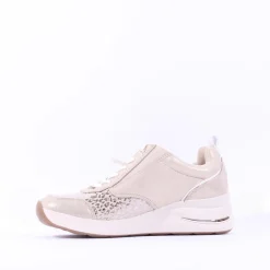 Women Tamaris Milana Laced Wedge Trainer - White Silver
