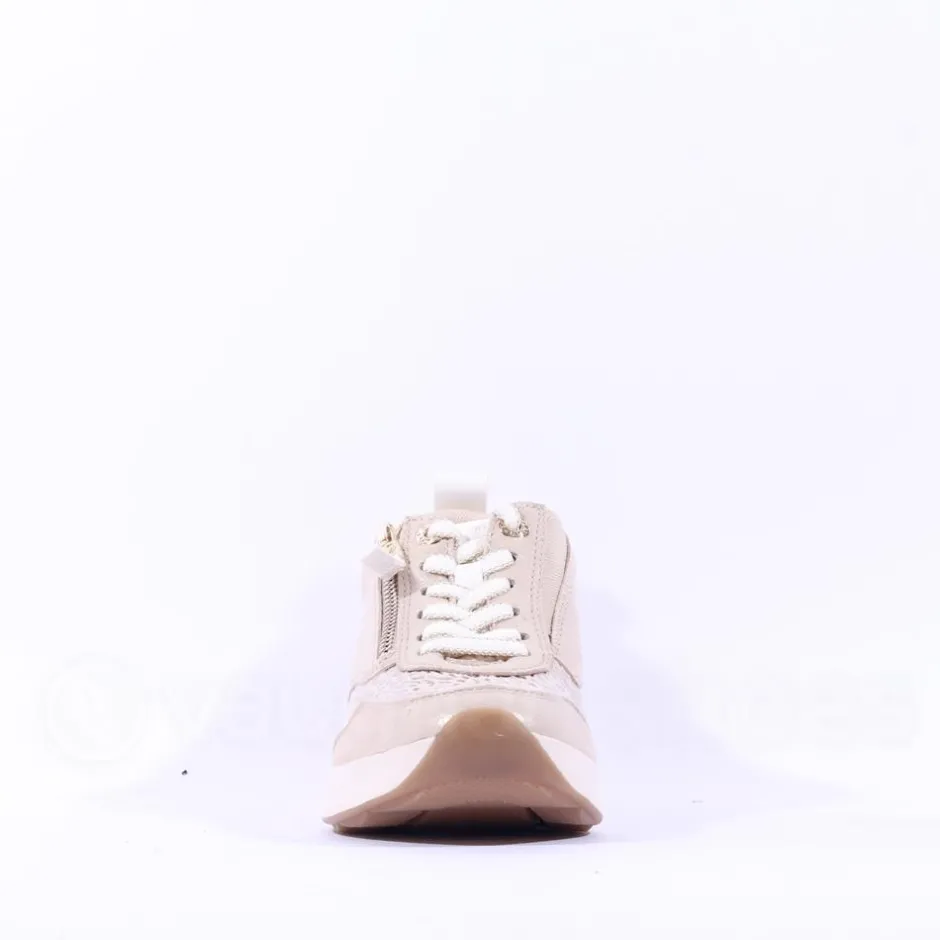 Women Tamaris Milana Laced Wedge Trainer - White Silver