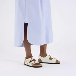 Women Birkenstock Milano Big Buckle High Shine - High Shine Ecru
