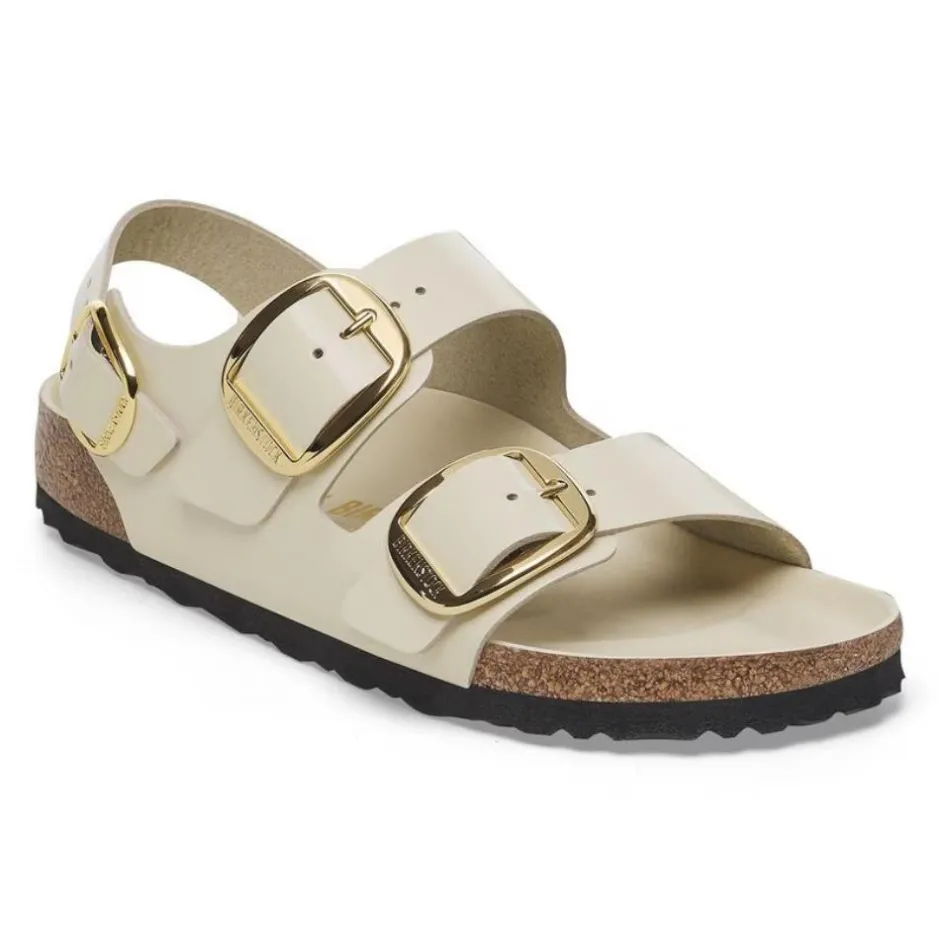 Women Birkenstock Milano Big Buckle High Shine - High Shine Ecru