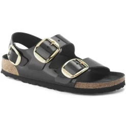 Women Birkenstock Milano Big Buckle High Shine - High Shine Black
