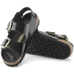Women Birkenstock Milano Big Buckle High Shine - High Shine Black