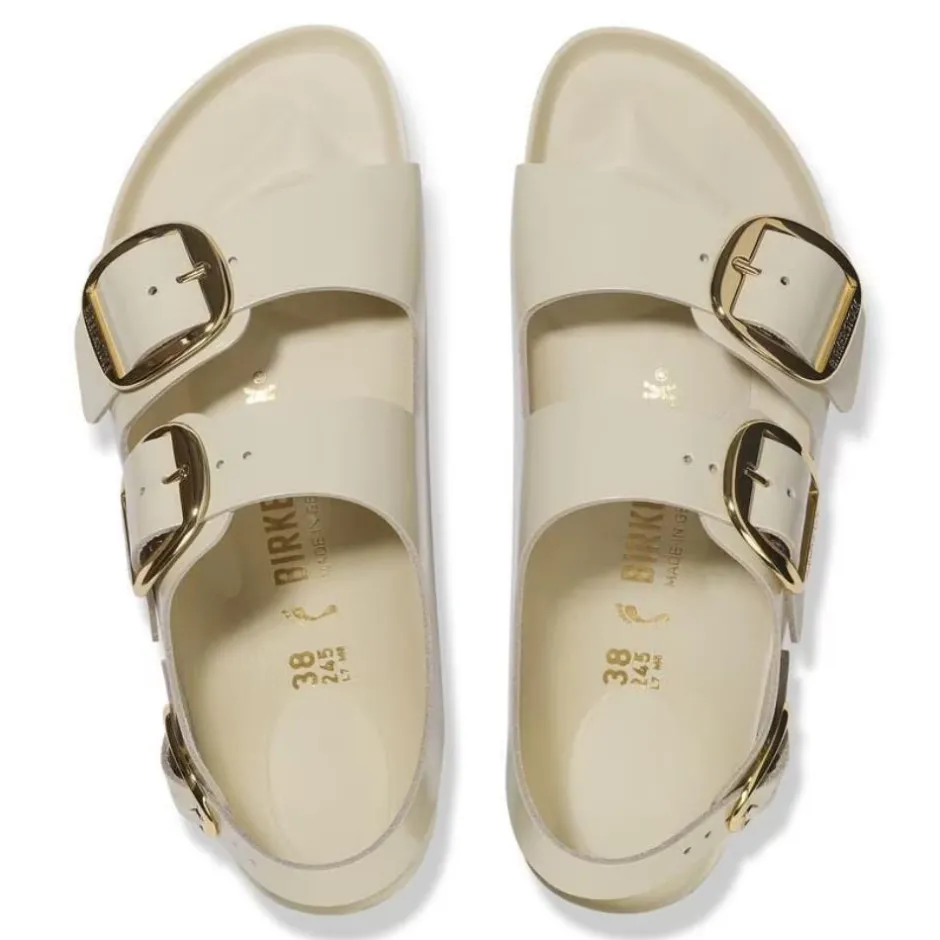 Women Birkenstock Milano Big Buckle High Shine - High Shine Ecru