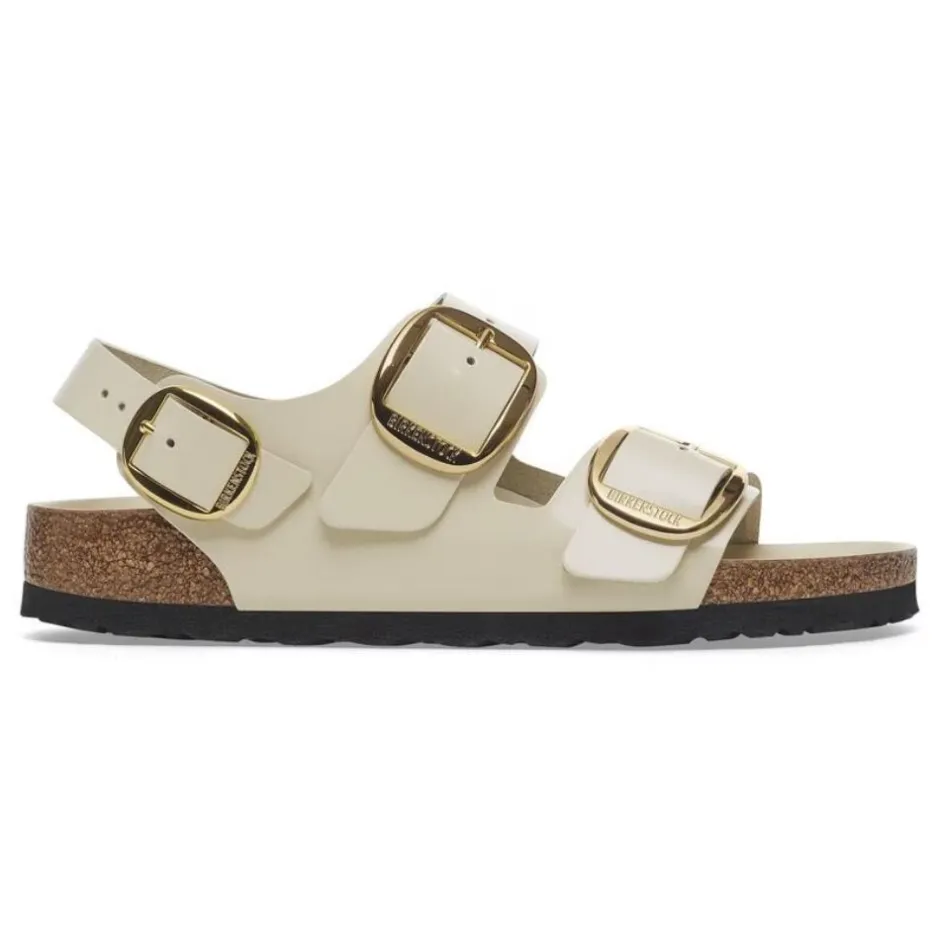 Women Birkenstock Milano Big Buckle High Shine - High Shine Ecru