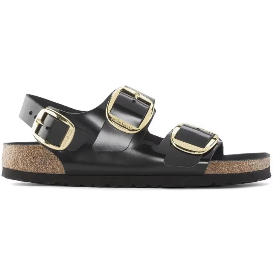 Women Birkenstock Milano Big Buckle High Shine - High Shine Black