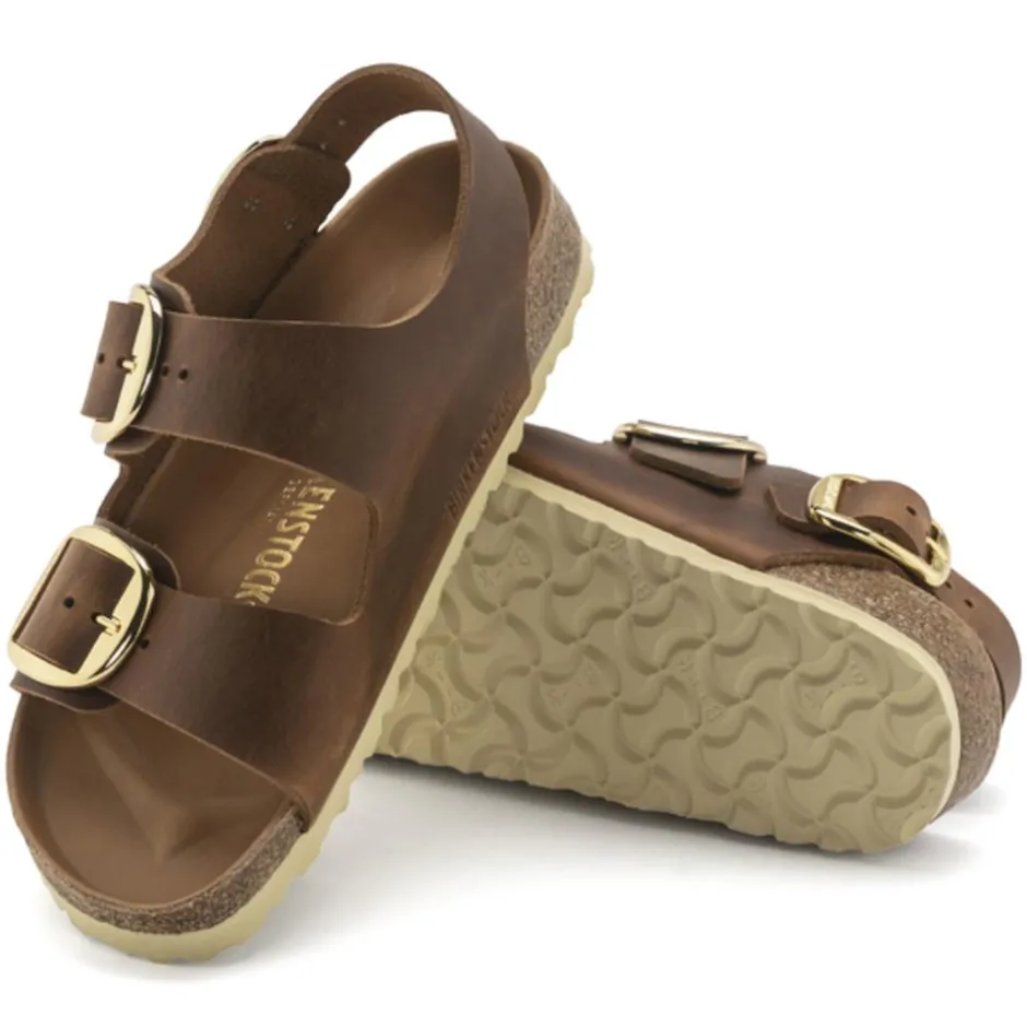 Women Birkenstock Milano Big Buckle Oiled - Cognac Leather