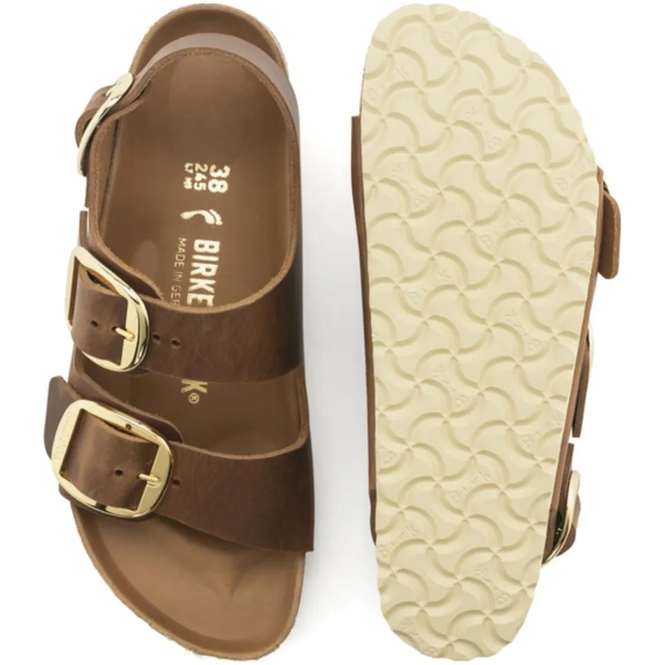 Women Birkenstock Milano Big Buckle Oiled - Cognac Leather