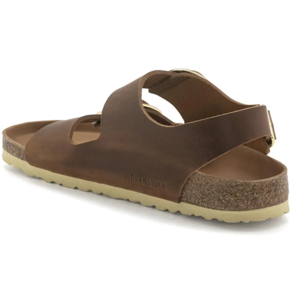 Women Birkenstock Milano Big Buckle Oiled - Cognac Leather