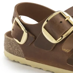 Women Birkenstock Milano Big Buckle Oiled - Cognac Leather
