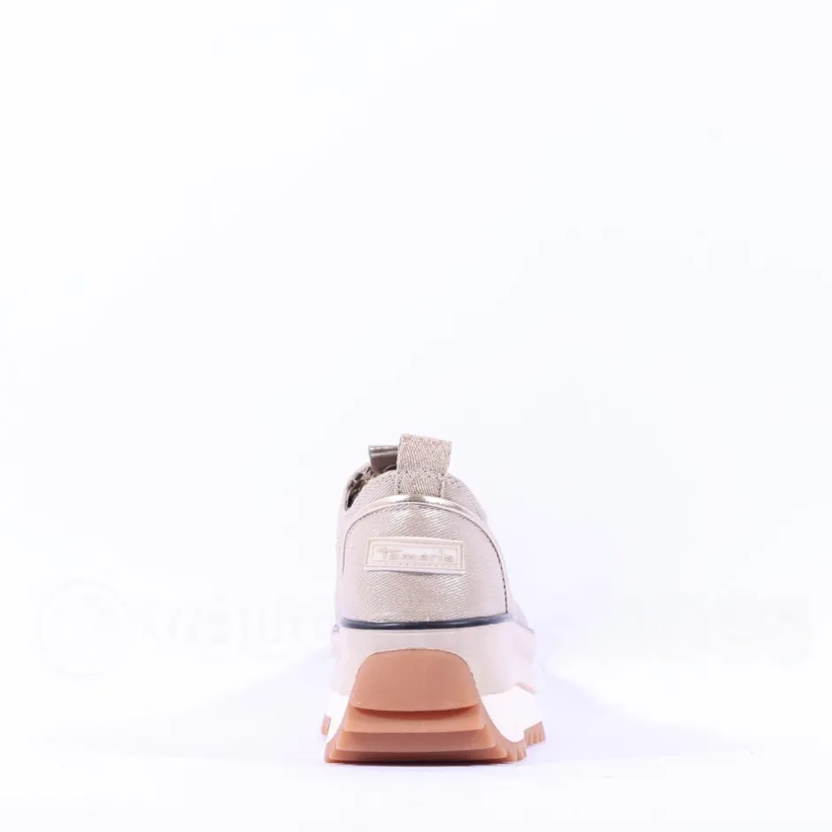 Women Tamaris Milena Platform Cleated Trainer - Gold Combination