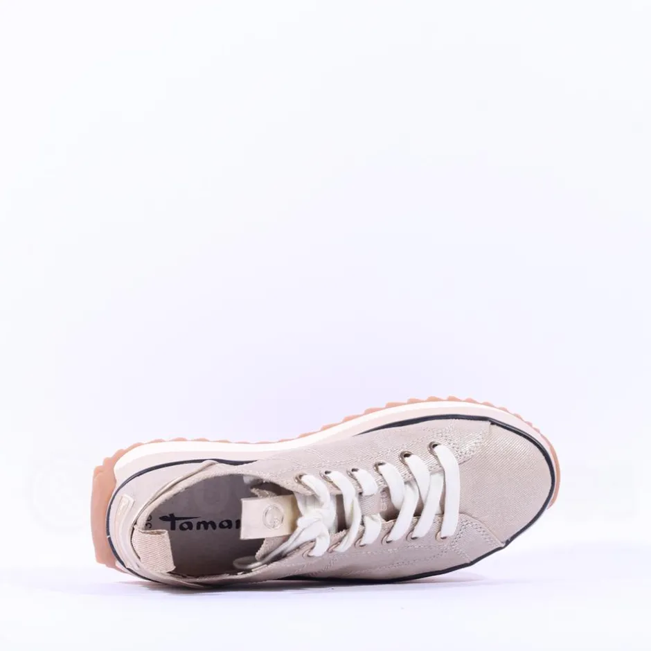 Women Tamaris Milena Platform Cleated Trainer - Gold Combination