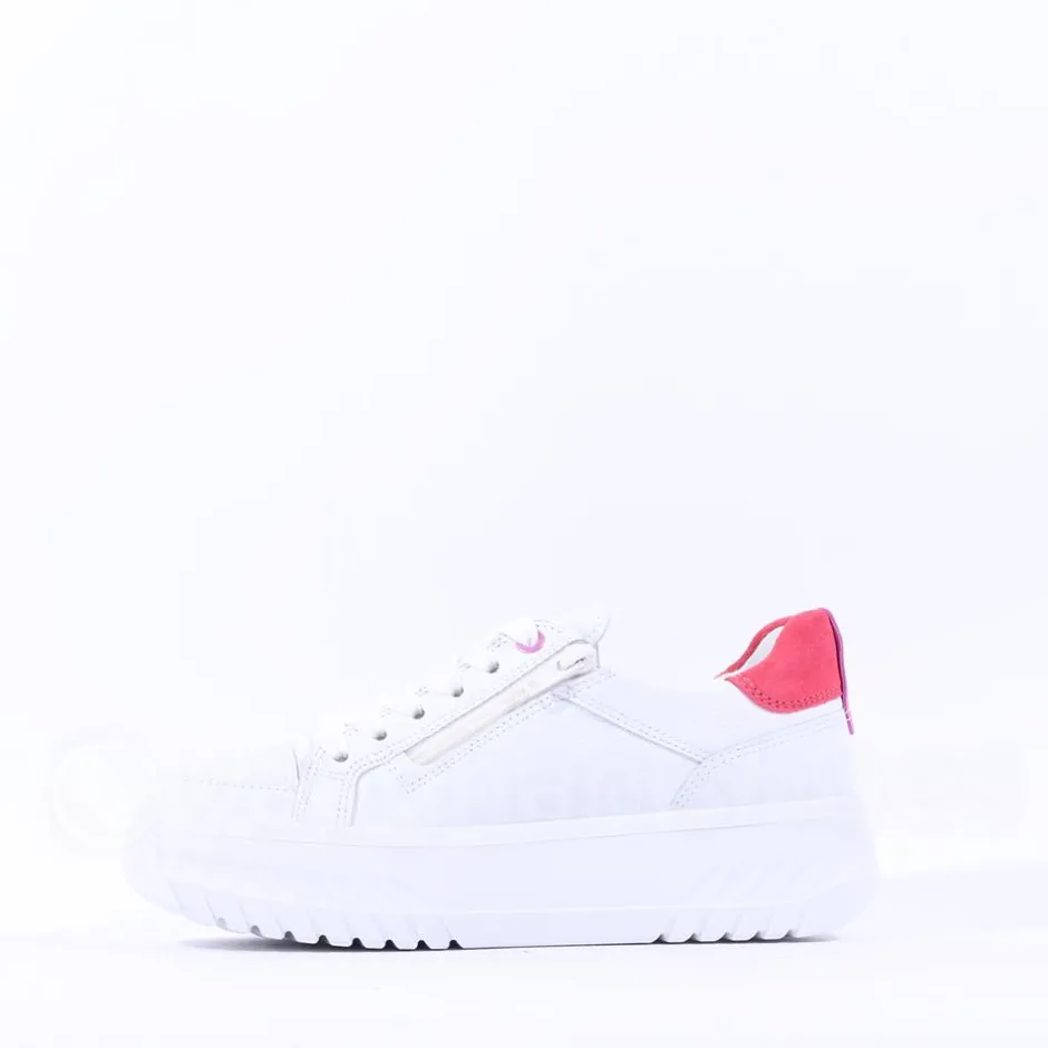 Women Ara Monaco Internal Zip Platform Trainer - White Pink