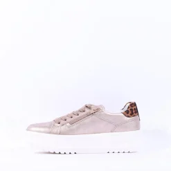 Women Ara Monaco Internal Zip Platform Trainer - Metallic Leopard