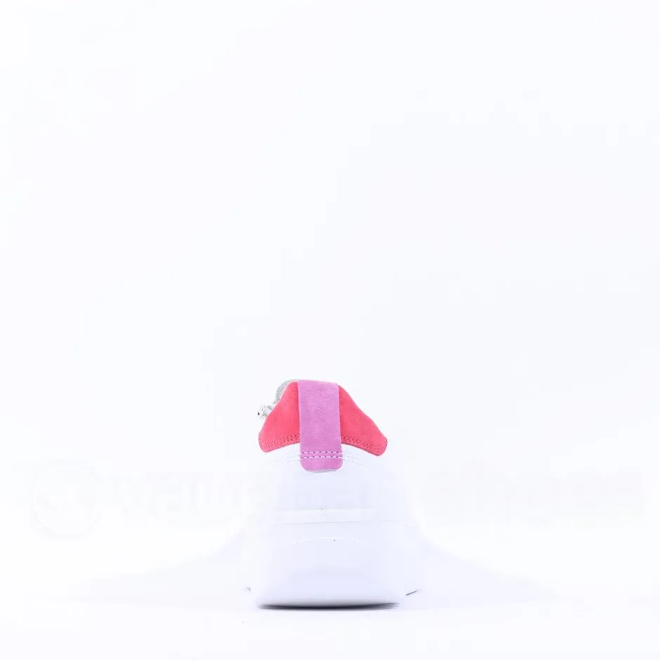 Women Ara Monaco Internal Zip Platform Trainer - White Pink