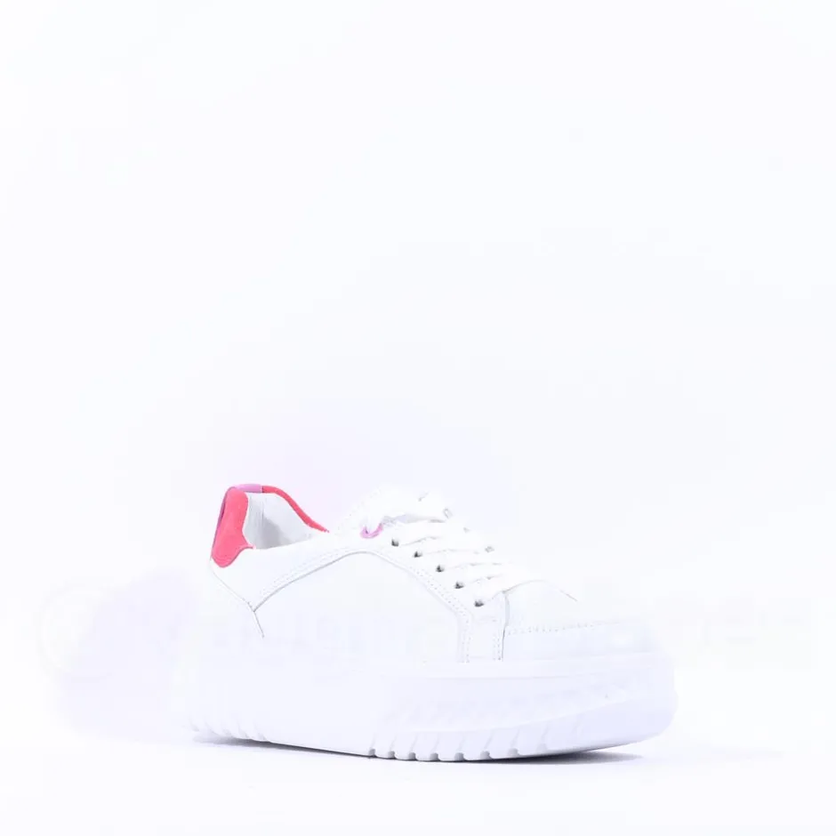Women Ara Monaco Internal Zip Platform Trainer - White Pink