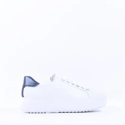 Women Ara Monaco Platform Laced Trainer - White Navy