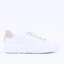 Women Ara Monaco Platform Laced Trainer - White Sand