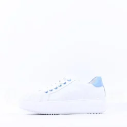 Women Ara Monaco Platform Laced Trainer - White Ice Blue