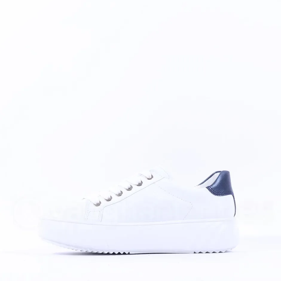Women Ara Monaco Platform Laced Trainer - White Navy