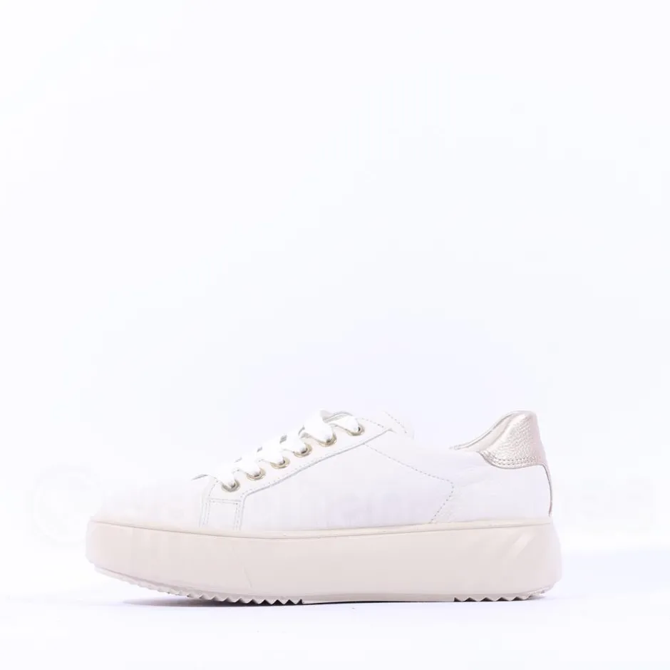 Women Ara Monaco Platform Laced Trainer - Cream Gold