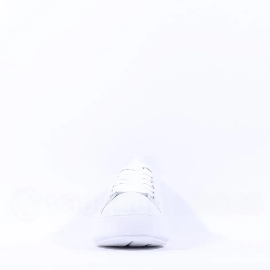Women Ara Monaco Platform Laced Trainer - White Navy