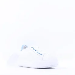 Women Ara Monaco Platform Laced Trainer - White Ice Blue