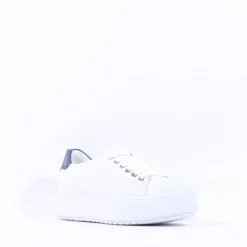 Women Ara Monaco Platform Laced Trainer - White Navy