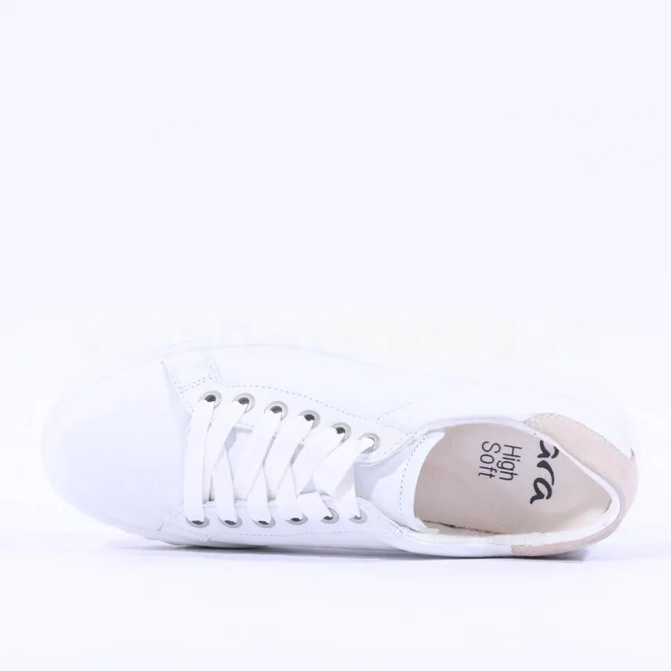 Women Ara Monaco Platform Laced Trainer - White Sand