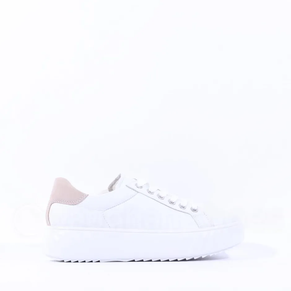 Women Ara Monaco Platform Laced Trainer - White Sand