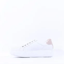 Women Ara Monaco Platform Laced Trainer - White Sand