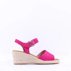 Women Gabor Monica Espadrille Wedge Sandal - Pink Suede