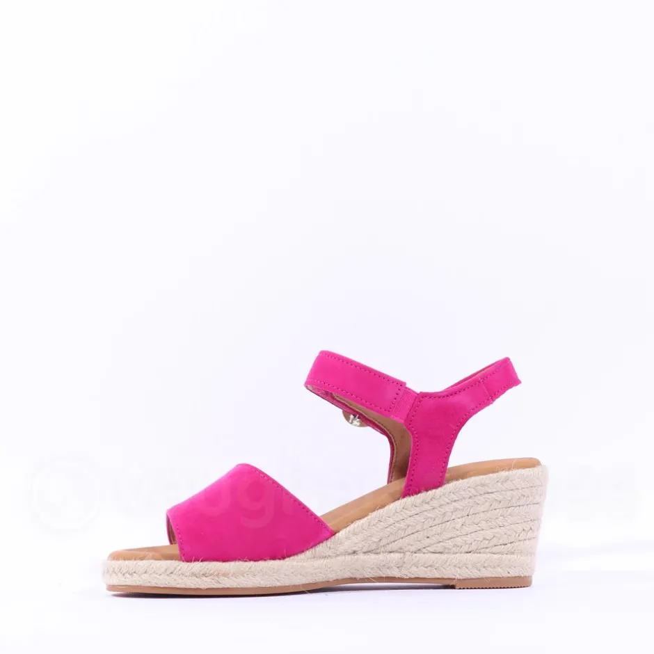 Women Gabor Monica Espadrille Wedge Sandal - Pink Suede