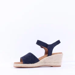 Women Gabor Monica Espadrille Wedge Sandal - Dark Navy Suede