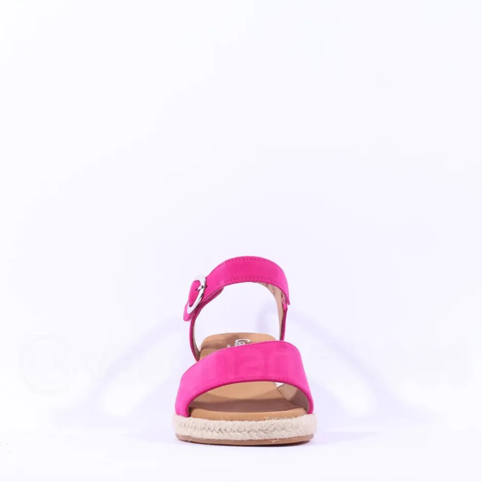 Women Gabor Monica Espadrille Wedge Sandal - Pink Suede