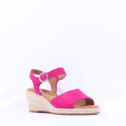 Women Gabor Monica Espadrille Wedge Sandal - Pink Suede
