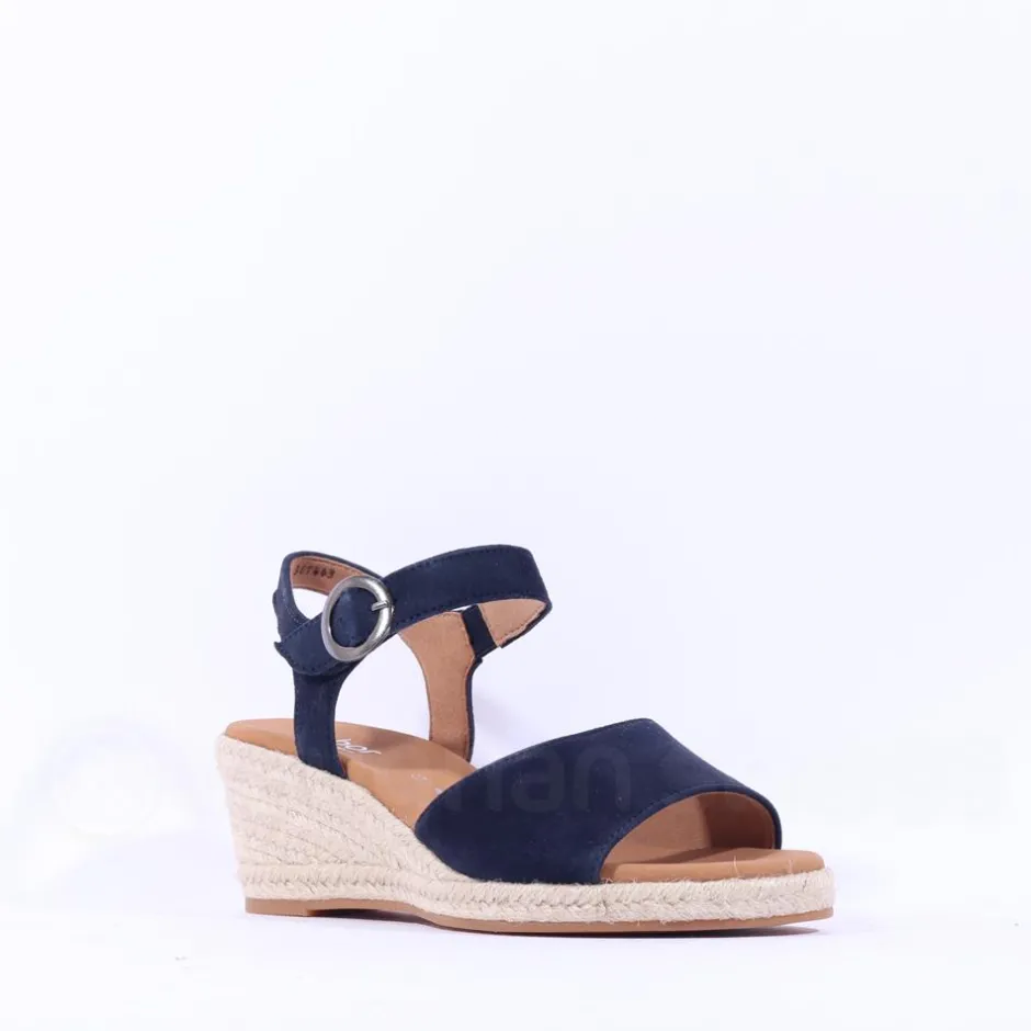 Women Gabor Monica Espadrille Wedge Sandal - Dark Navy Suede