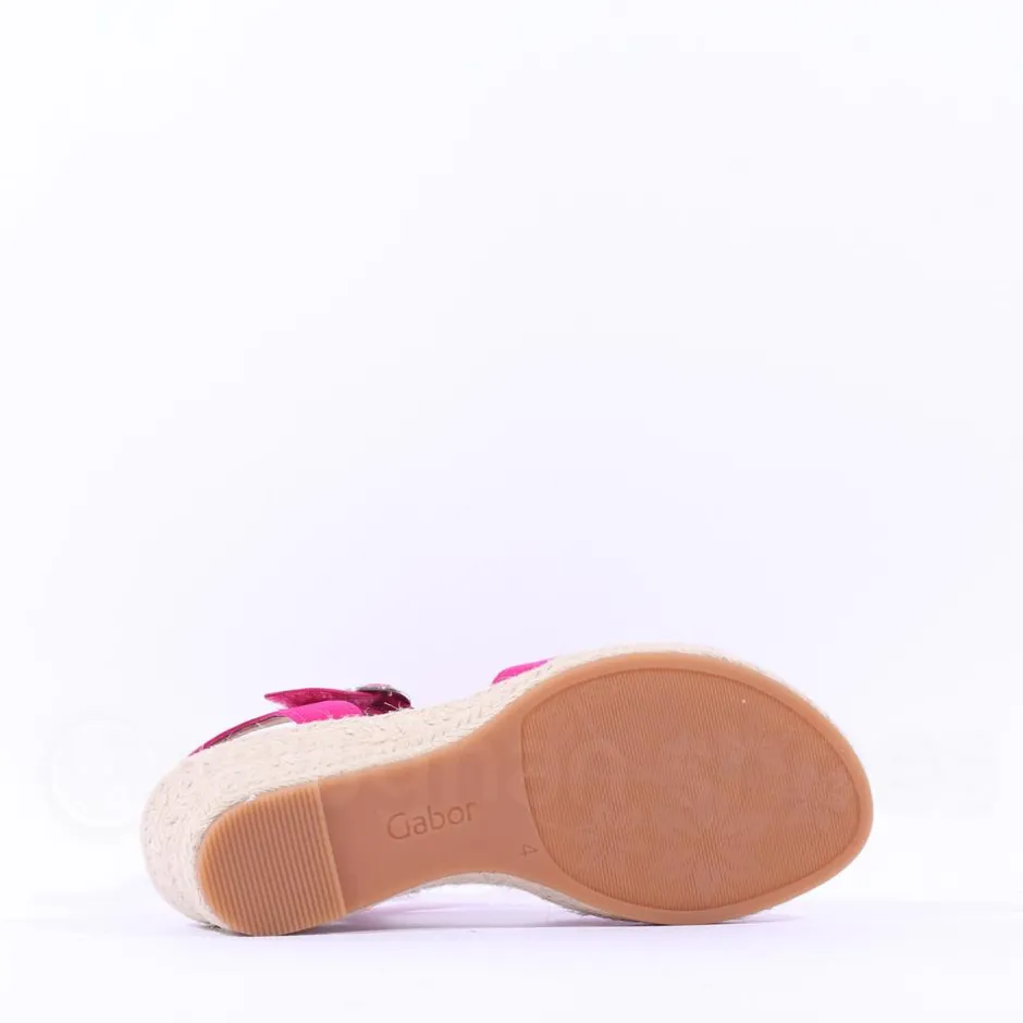 Women Gabor Monica Espadrille Wedge Sandal - Pink Suede