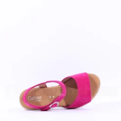 Women Gabor Monica Espadrille Wedge Sandal - Pink Suede
