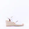 Women Gabor Moon Cross Espadrille Wedge Sandal - White Leather
