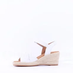 Women Gabor Moon Cross Espadrille Wedge Sandal - White Leather