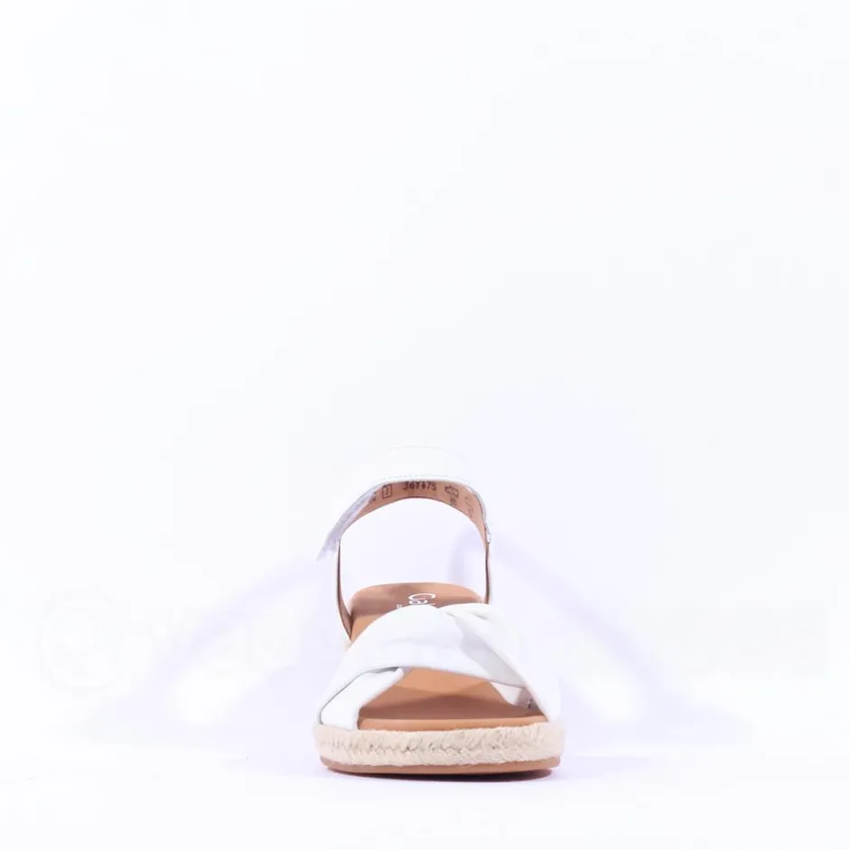 Women Gabor Moon Cross Espadrille Wedge Sandal - White Leather