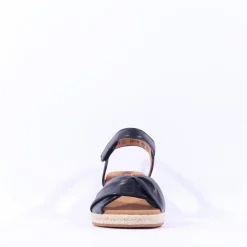 Women Gabor Moon Cross Espadrille Wedge Sandal - Black Leather