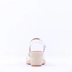 Women Gabor Moon Cross Espadrille Wedge Sandal - White Leather