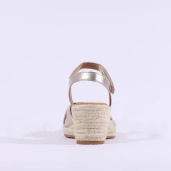 Women Gabor Moon Cross Espadrille Wedge Sandal - Gold Leather