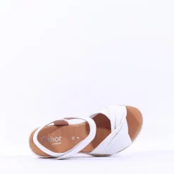 Women Gabor Moon Cross Espadrille Wedge Sandal - White Leather