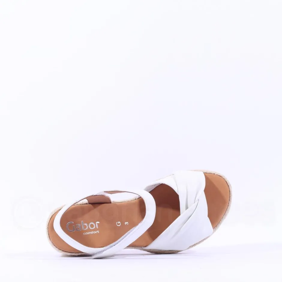 Women Gabor Moon Cross Espadrille Wedge Sandal - White Leather
