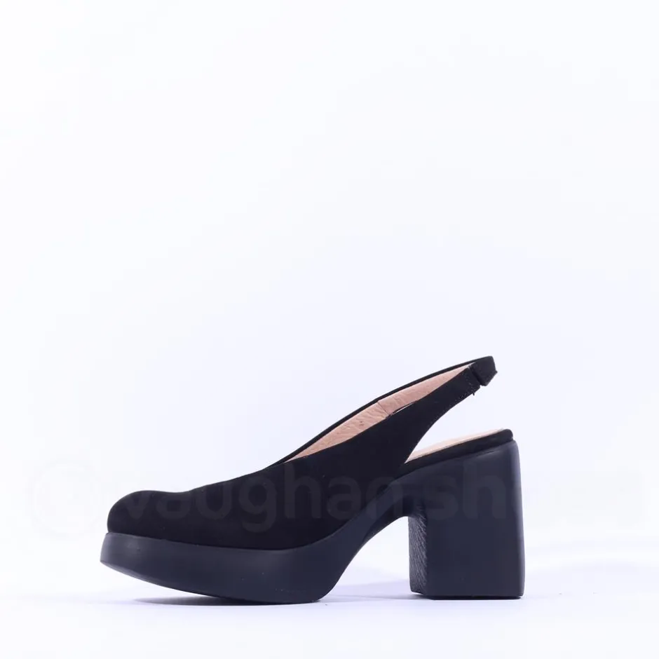 Women Wonders Naima Platform Bold High Heel - Black Nubuck