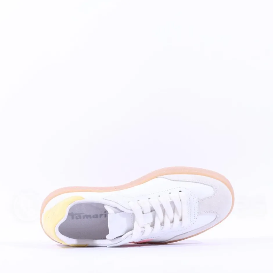 Women Tamaris Nakja Retro Gumsole Trainer - White Combi